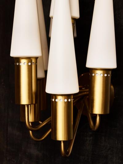 Hans Agne Jakobsson Pair of Hans Agne Jakobsson V 149 7 Brass and Opaline Glass Wall Sconces