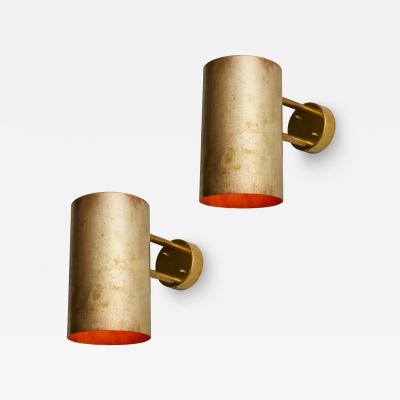 Hans Agne Jakobsson Pair of Large Hans Agne Jakobsson C 627 Rulle Brass Outdoor Sconces