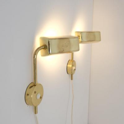 Hans Agne Jakobsson Pair of Vintage Hans Agne Jakobsson Adjustable Brass Scones C2796 1 Sweden 1970s