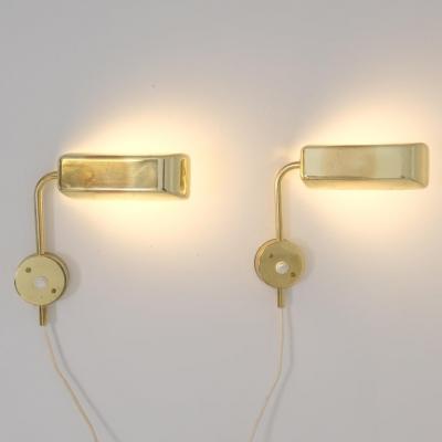 Hans Agne Jakobsson Pair of Vintage Hans Agne Jakobsson Adjustable Brass Scones C2796 1 Sweden 1970s