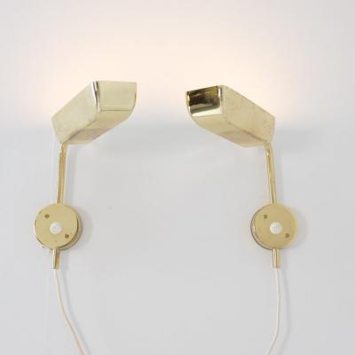 Hans Agne Jakobsson Pair of Vintage Hans Agne Jakobsson Adjustable Brass Scones C2796 1 Sweden 1970s