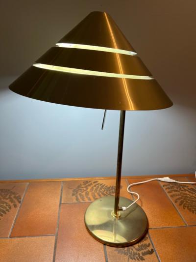 Hans Agne Jakobsson RARE MID CENTURY SWEDISH BRASS CONICAL SHADE DESK LAMP