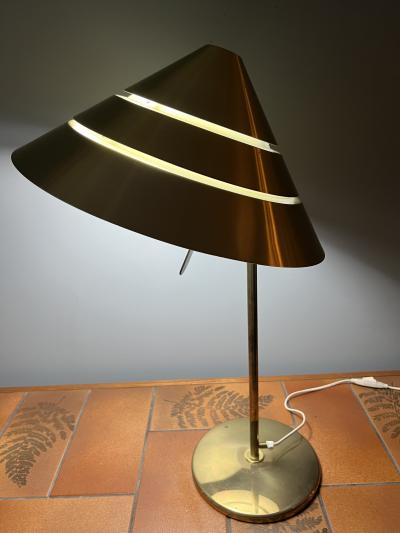Hans Agne Jakobsson RARE MID CENTURY SWEDISH BRASS CONICAL SHADE DESK LAMP
