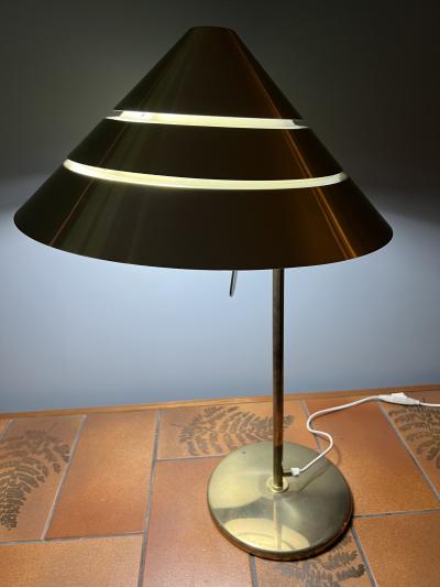 Hans Agne Jakobsson RARE MID CENTURY SWEDISH BRASS CONICAL SHADE DESK LAMP