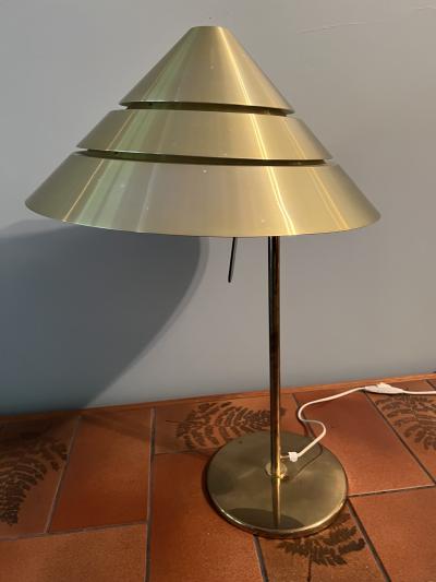 Hans Agne Jakobsson RARE MID CENTURY SWEDISH BRASS CONICAL SHADE DESK LAMP