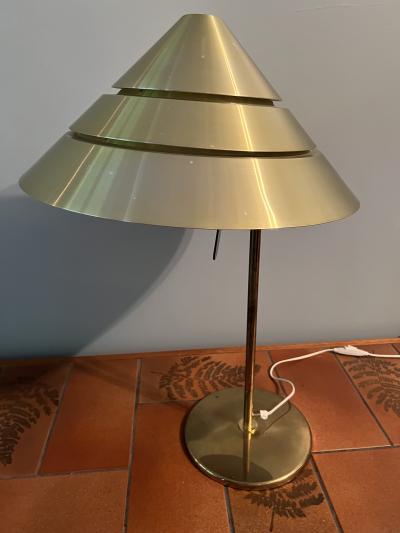 Hans Agne Jakobsson RARE MID CENTURY SWEDISH BRASS CONICAL SHADE DESK LAMP