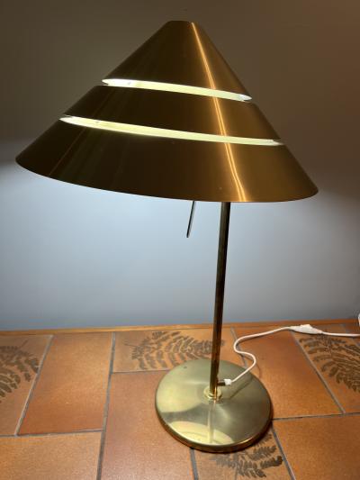 Hans Agne Jakobsson RARE MID CENTURY SWEDISH BRASS CONICAL SHADE DESK LAMP