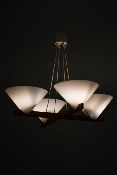 Hans Agne Jakobsson Rare Ceiling Lamp with Striking Geometric Frame by Hans agne Jakobsson 1960s