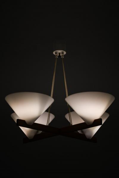 Hans Agne Jakobsson Rare Ceiling Lamp with Striking Geometric Frame by Hans agne Jakobsson 1960s