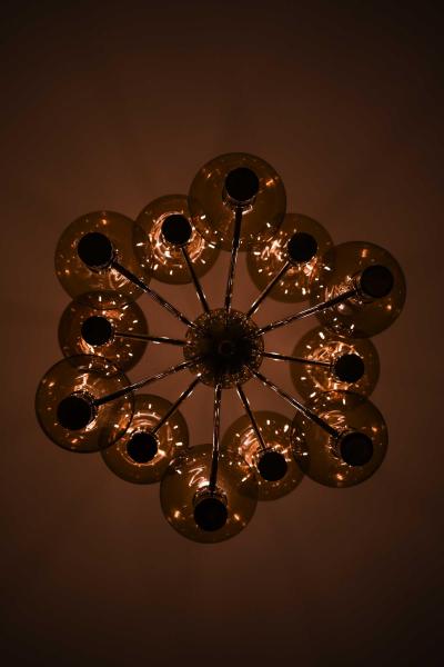 Hans Agne Jakobsson Scandinavian Modern Ceiling Lamp in Brass Glass by Hans Agne Jakobsson 1960s