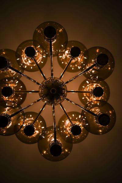 Hans Agne Jakobsson Scandinavian Modern Ceiling Lamp in Brass Glass by Hans Agne Jakobsson 1960s