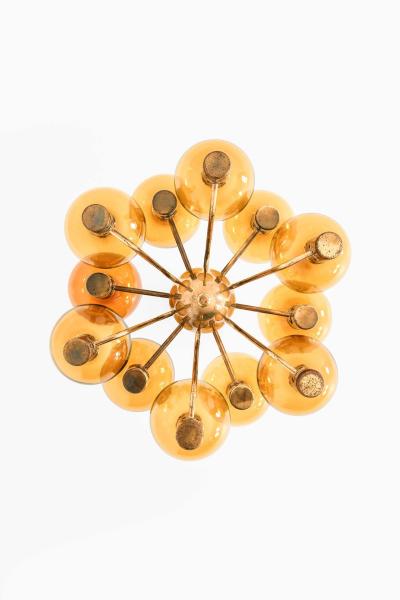 Hans Agne Jakobsson Scandinavian Modern Ceiling Lamp in Brass Glass by Hans Agne Jakobsson 1960s