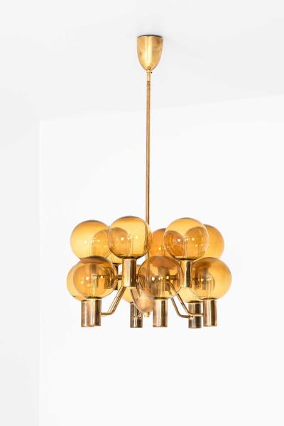 Hans Agne Jakobsson Scandinavian Modern Ceiling Lamp in Brass Glass by Hans Agne Jakobsson 1960s
