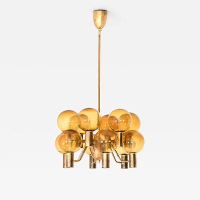 Hans Agne Jakobsson Scandinavian Modern Ceiling Lamp in Brass Glass by Hans Agne Jakobsson 1960s