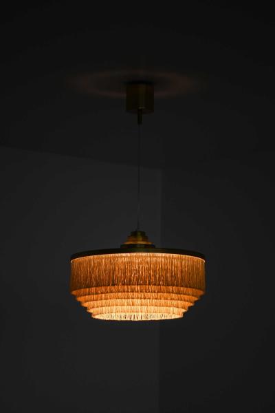 Hans Agne Jakobsson Scandinavian Modern Ceiling Lamp in Brass Silk by Hans Agne Jakobsson 1960s
