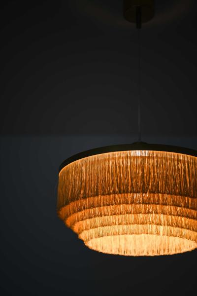 Hans Agne Jakobsson Scandinavian Modern Ceiling Lamp in Brass Silk by Hans Agne Jakobsson 1960s