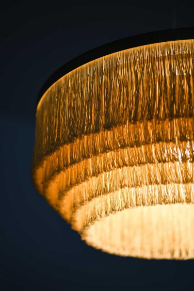 Hans Agne Jakobsson Scandinavian Modern Ceiling Lamp in Brass Silk by Hans Agne Jakobsson 1960s