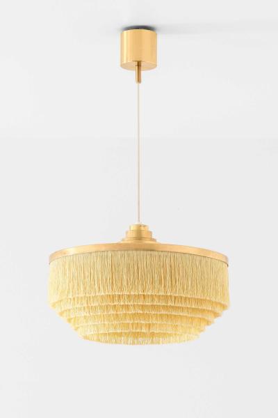 Hans Agne Jakobsson Scandinavian Modern Ceiling Lamp in Brass Silk by Hans Agne Jakobsson 1960s