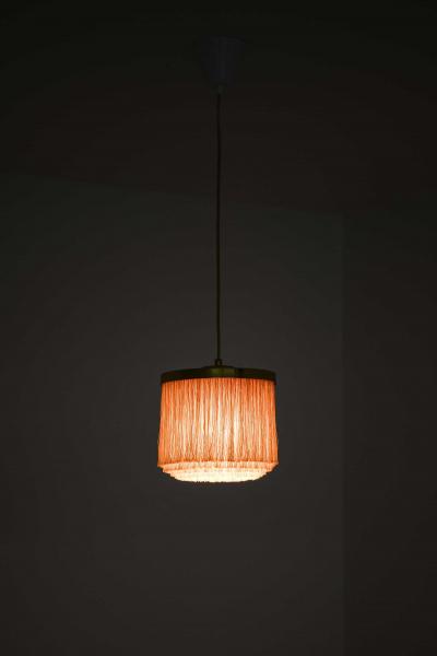Hans Agne Jakobsson Scandinavian Modern Ceiling Lamp in Brass and Silk By Hans Agne Jakobsson 1965