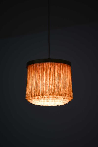 Hans Agne Jakobsson Scandinavian Modern Ceiling Lamp in Brass and Silk By Hans Agne Jakobsson 1965