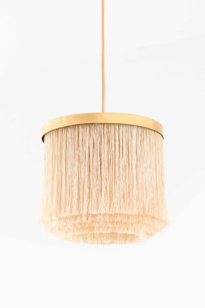 Hans Agne Jakobsson Scandinavian Modern Ceiling Lamp in Brass and Silk By Hans Agne Jakobsson 1965