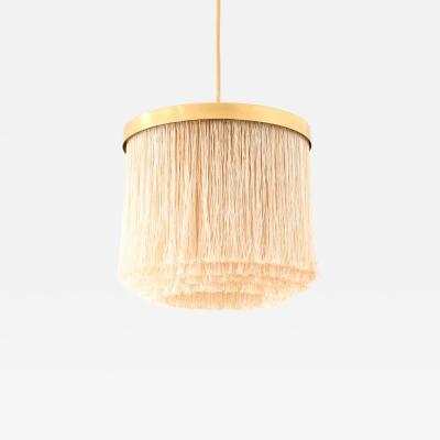 Hans Agne Jakobsson Scandinavian Modern Ceiling Lamp in Brass and Silk By Hans Agne Jakobsson 1965