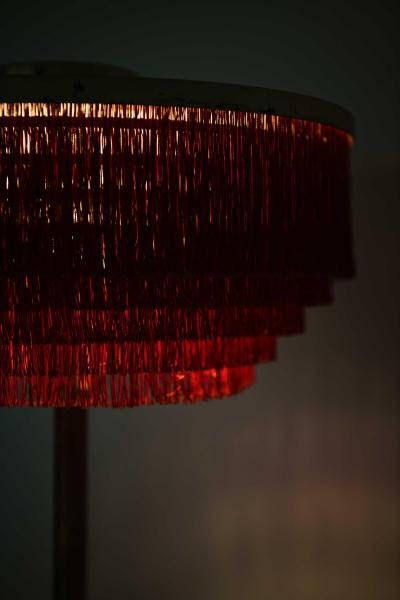 Hans Agne Jakobsson Scandinavian Modern Table Lamp in Brass and Silk by Hans Agne Jakobsson 1950s