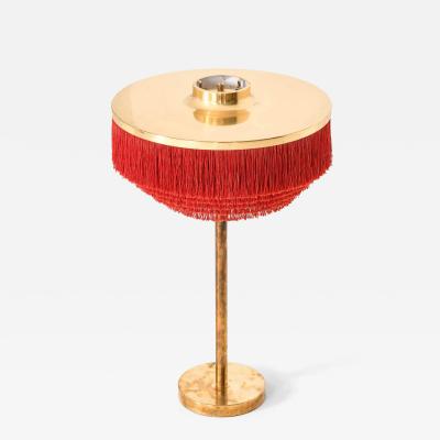 Hans Agne Jakobsson Scandinavian Modern Table Lamp in Brass and Silk by Hans Agne Jakobsson 1950s