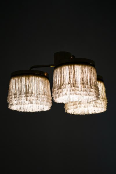 Hans Agne Jakobsson Set of 2 Ceiling Lamps in Brass and Silk by Hans Agne Jakobsson 1960s