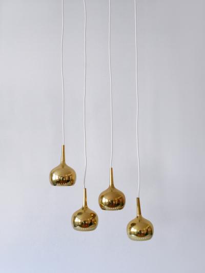Hans Agne Jakobsson Set of Four Mid Century Modern Brass Pendant Lamp or Hanging Lights Sweden 1960s