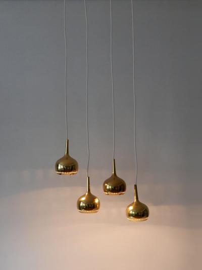 Hans Agne Jakobsson Set of Four Mid Century Modern Brass Pendant Lamp or Hanging Lights Sweden 1960s