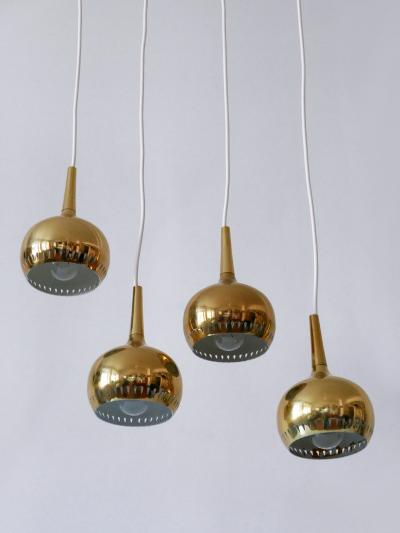Hans Agne Jakobsson Set of Four Mid Century Modern Brass Pendant Lamp or Hanging Lights Sweden 1960s