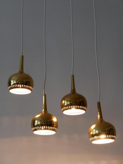 Hans Agne Jakobsson Set of Four Mid Century Modern Brass Pendant Lamp or Hanging Lights Sweden 1960s