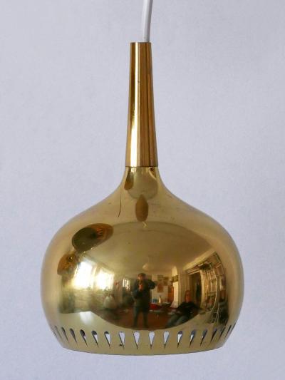 Hans Agne Jakobsson Set of Four Mid Century Modern Brass Pendant Lamp or Hanging Lights Sweden 1960s