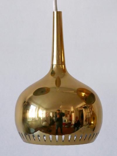 Hans Agne Jakobsson Set of Four Mid Century Modern Brass Pendant Lamp or Hanging Lights Sweden 1960s