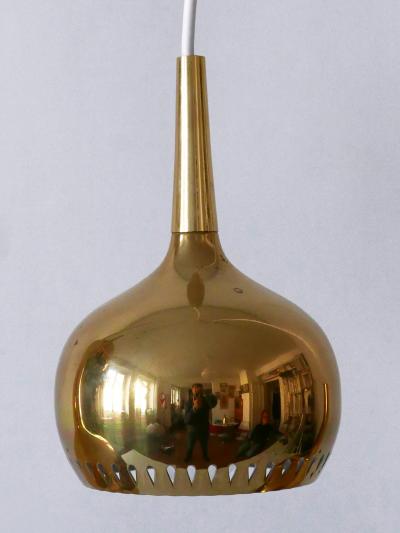 Hans Agne Jakobsson Set of Four Mid Century Modern Brass Pendant Lamp or Hanging Lights Sweden 1960s
