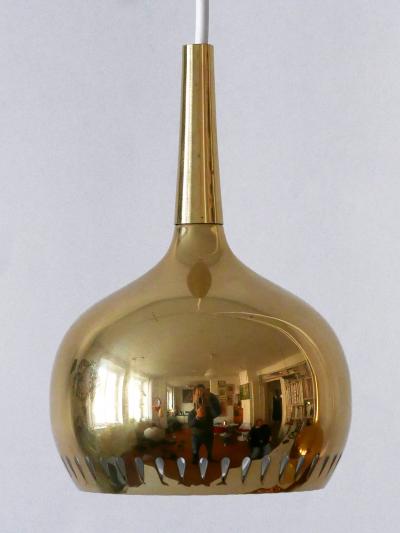 Hans Agne Jakobsson Set of Four Mid Century Modern Brass Pendant Lamp or Hanging Lights Sweden 1960s