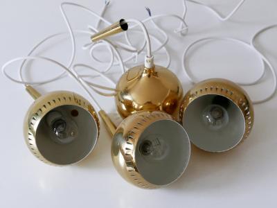 Hans Agne Jakobsson Set of Four Mid Century Modern Brass Pendant Lamp or Hanging Lights Sweden 1960s