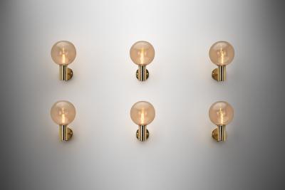 Hans Agne Jakobsson Set of Six Hans Agne Jakobsson V 149 Wall Sconces Sweden 1960s
