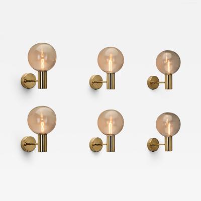 Hans Agne Jakobsson Set of Six Hans Agne Jakobsson V 149 Wall Sconces Sweden 1960s