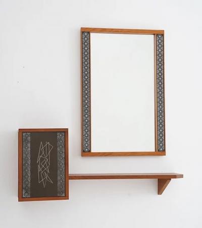 Hans Agne Jakobsson Swedish Hallway Shelf and Mirror in Teak by Hans Agne Jakobsson