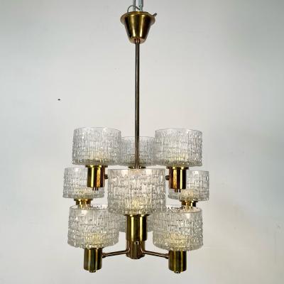 Hans Agne Jakobsson Swedish Mid Century Modern 9 Light Chandelier Pendant by Hans Agne Jakobsson