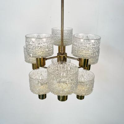 Hans Agne Jakobsson Swedish Mid Century Modern 9 Light Chandelier Pendant by Hans Agne Jakobsson