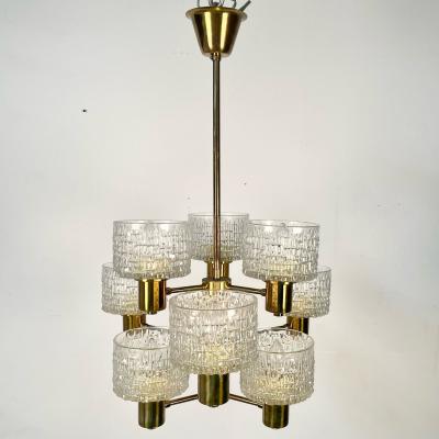 Hans Agne Jakobsson Swedish Mid Century Modern 9 Light Chandelier Pendant by Hans Agne Jakobsson
