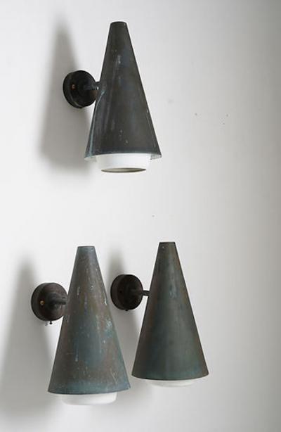 Hans Agne Jakobsson Swedish Outdoor Wall Lamps in Copper by Hans Agne Jakobsson
