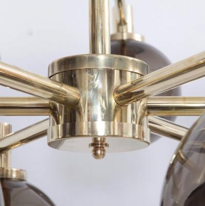 Hans Agne Jakobsson Very Huge Tinted Glass and Brass Chandelier Attributed to Hans Agne Jakobsson