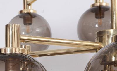 Hans Agne Jakobsson Very Huge Tinted Glass and Brass Chandelier Attributed to Hans Agne Jakobsson