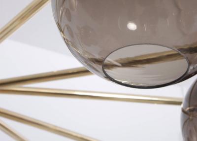 Hans Agne Jakobsson Very Huge Tinted Glass and Brass Chandelier Attributed to Hans Agne Jakobsson