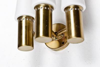 Hans Agne Jakobsson Wall Sconces in Brass and Opaline Glass by Hans Agne Jakobsson