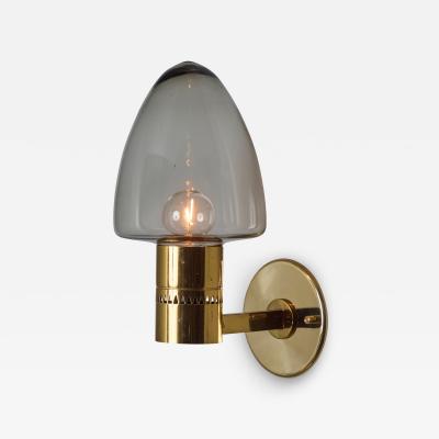 Hans Agnes Jokobsson 1960s Hans Agne Jakobsson Model V 220 Brass Glass Sconce for Markaryd 